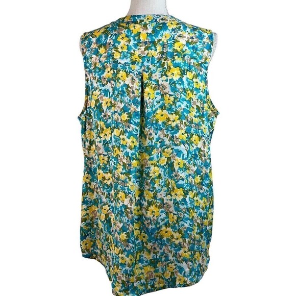Juniper & Lime Women's Sleeveless Turquoise Yellow V-Neck High Low Top Size XL - Picture 6 of 7